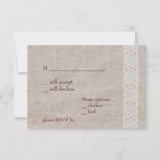 Carte de réponse simple de mariage celtique (Dos)