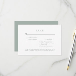 Carte de réponse simple de mariage Sage & Blanc