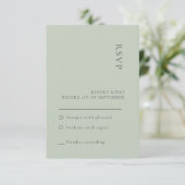 Carte de réponse simple de mariage vert sauge (Debout devant)