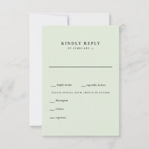 Carte de réponse simple de mariage vert sauge clai