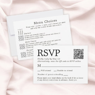 Carte de réponse simple élégante blanche avec choi