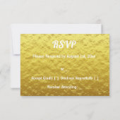 Carte de réponse simple élégante or mariage (Dos)