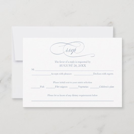 Carte de réponse simple et élégante de mariage ble (Devant)