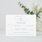 Carte de réponse simple et élégante de mariage ble (Debout devant)