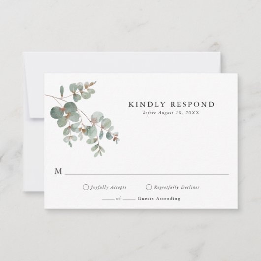 Carte de réponse simple Eucalyptus (Devant)