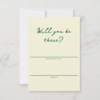 Carte de réponse simple jaune et verte pour RSVP