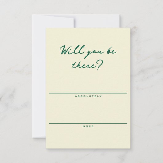 Carte de réponse simple jaune et verte pour RSVP (Devant)
