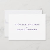 Carte de réponse simple lavande pour mariage (Dos)