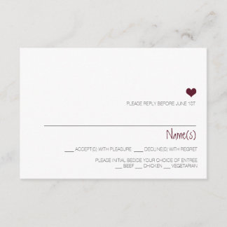 Carte de réponse simple mariage cardiaque Marsala