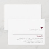 Carte de réponse simple mariage cardiaque Marsala (Devant / Derrière)