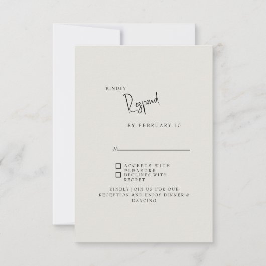 Carte de réponse simple mariage crème Forever Fait (Devant)