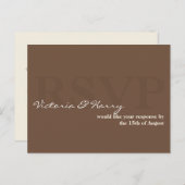 Carte de réponse simple mariage Espresso brown RSV (Devant / Derrière)