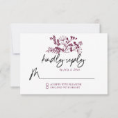 Carte de réponse simple moderne bordeaux pour mari (Devant)