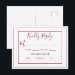 Carte de réponse simple moderne mariage Bourgogne<br><div class="desc">Une carte de réponse simple parfaite pour votre jour spécial.  Si jolie pour toute fête de mariage,  fête prénatale,  remise de diplôme,  anniversaire,  etc.</div>