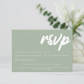 Carte de réponse Simple Moderne Vert Sauge Avec Ch (Debout devant)