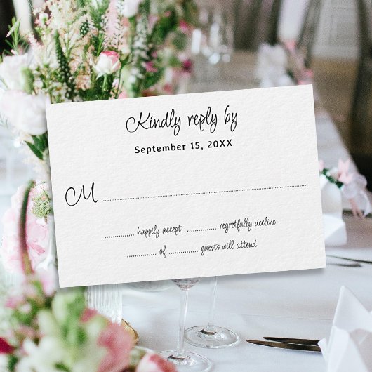 Carte de réponse simple pour le nombre d'invités a