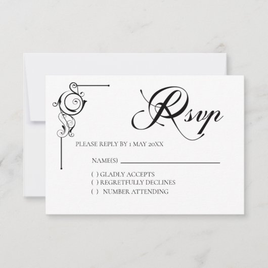 Carte de réponse simple pour mariage (Devant)