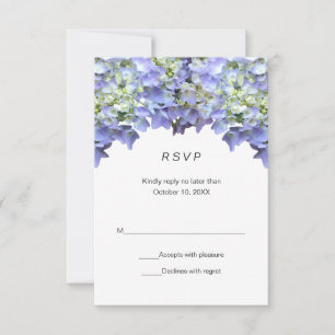 Carte de réponse simple pour mariage aux hortensia