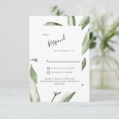 Carte de réponse simple pour mariage avec feuillag (Debout devant)