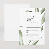 Carte de réponse simple pour mariage avec feuillag (Devant / Derrière)