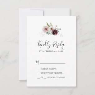 Carte de réponse simple Romance florale