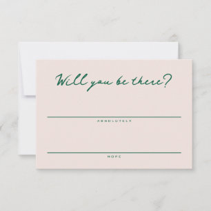 Carte de réponse simple rose et verte
