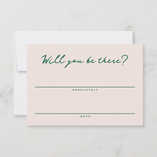 Carte de réponse simple rose et verte (Devant)