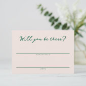 Carte de réponse simple rose et verte (Debout devant)