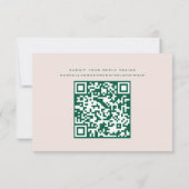 Carte de réponse simple rose et verte (Dos)