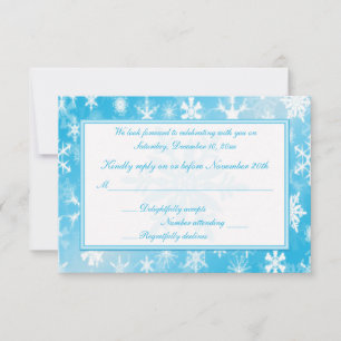 Carte de réponse Sky Blue and White Snowflakes