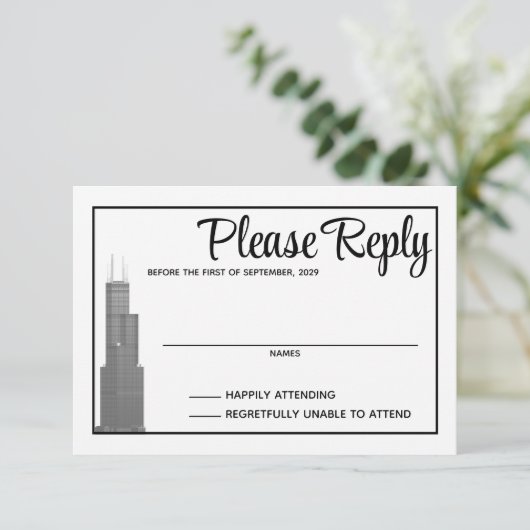 Carte de réponse Skyline de Chicago (Debout devant)