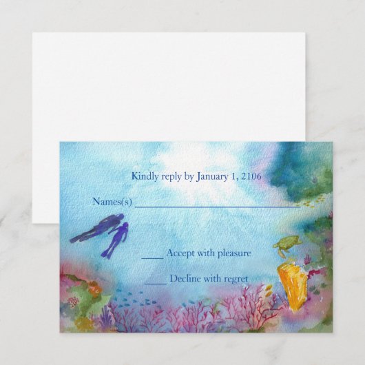 Carte de réponse Snorkel Couple (Devant / Derrière)