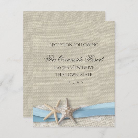 Carte de réponse Starfish Ribbon et Lace Blue Beac (Devant / Derrière)