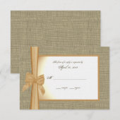 Carte de réponse Sunset Orange Burlap et Bow (Devant / Derrière)