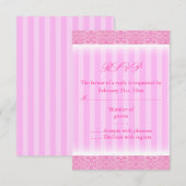 Carte de réponse Sweet16 à rayure rose (Devant / Derrière)