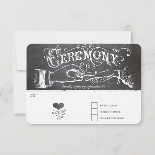 Carte de réponse tableau noir de cérémonie (Devant)