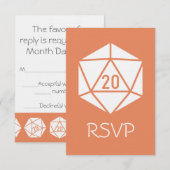 Carte de réponse Tabletop Chic en corail (Devant / Derrière)