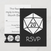 Carte de réponse Tabletop Chic en noir (Devant / Derrière)