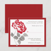 Carte de réponse Taupe, Blanc, Paeon Rouge (Devant / Derrière)