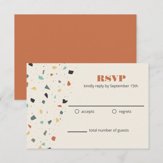 Carte de réponse Terrazzo moderne Confetti (Devant / Derrière)