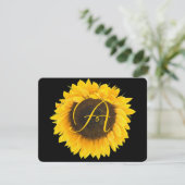 Carte de réponse Tournesol sur fond noir (Debout devant)