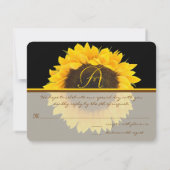 Carte de réponse Tournesol sur fond noir (Dos)