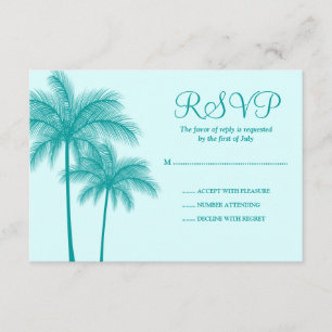 Carte de réponse tropicale turquoise Palm Tree