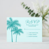 Carte de réponse tropicale turquoise Palm Tree (Debout devant)