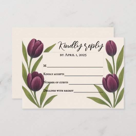 Carte de réponse Tulip Heirloom (Devant / Derrière)