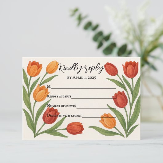 Carte de réponse Tulip Veil (Debout devant)