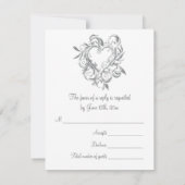 Carte de réponse turquoise Blue Silver Heart RSVP (Dos)