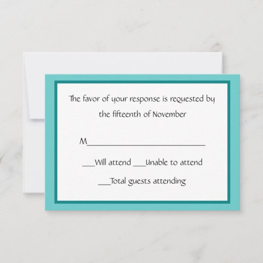 Carte de réponse Turquoise et blanche (Devant)