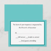 Carte de réponse Turquoise et blanche (Devant / Derrière)