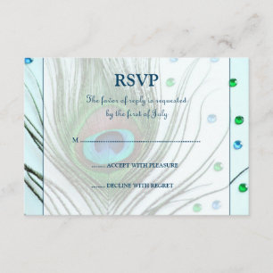 Carte de réponse Turquoise Glam Peacock